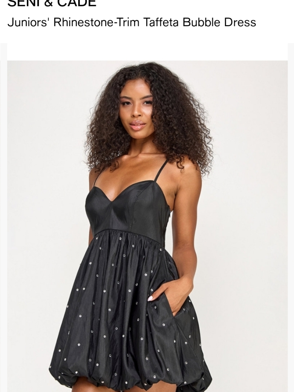 Black Rhinestone-Accent Mini Bubble Dress